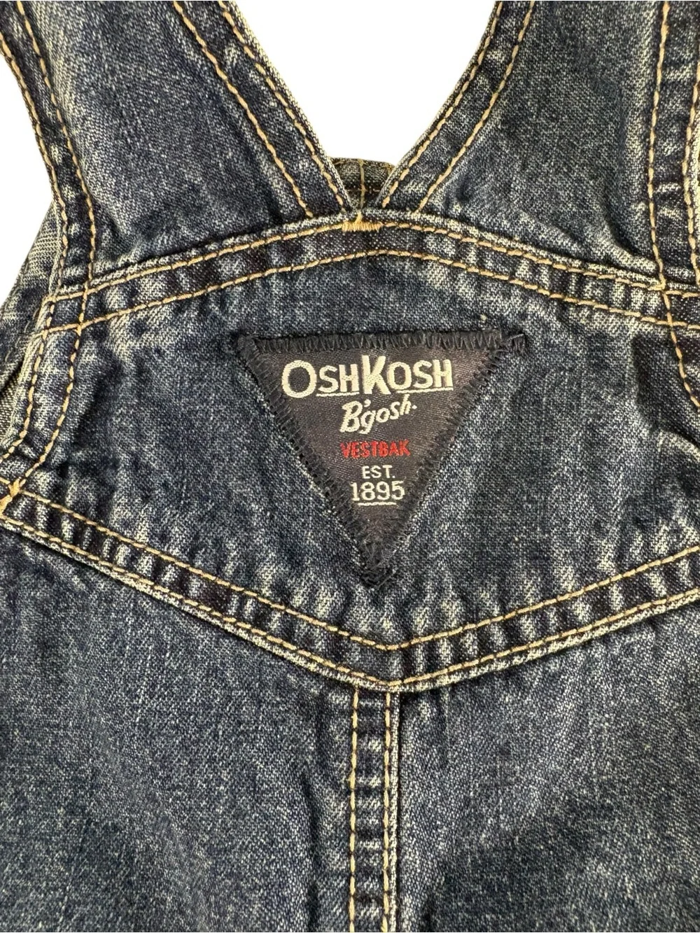 OshKosh B’gosh Denim Overalls 12M Carpenter Vintage Kids Blue Jeans
